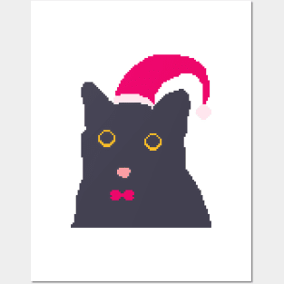 Funny Cat Meme Pixel art Christmas Posters and Art